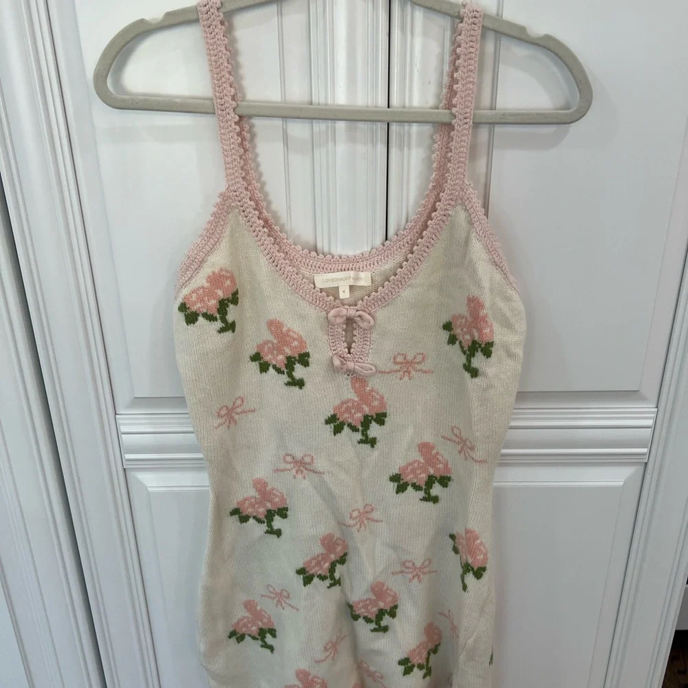 LoveShackFancy Cream and Pink Floral Cardigan Set - Picture 5 of 9